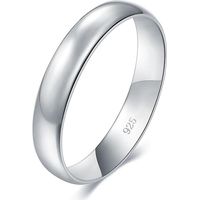 Bague en argent – Bague en argent sterling 925 pur – Bagues en argent sterling pour femmes – Alliances élégantes en argent pour femmes et hommes – Cadeaux pour occasions spéciales – 4 mm, 6 mm – Taill