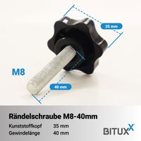 Bituxx 20x Rändelschraube Feststellschraube Sterngriffschraube Knaufschraube Handknopf Werkzeuglose Schraube M8 x 40 mm