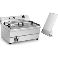 Royal Catering – Friteuse professionnelle 30 L 9000 W – Thermostat automatique – Robinet de vidange – Acier inoxydable – Tablette latérale pour graisse