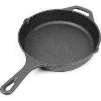 Wiltec Padella in ghisa Ø 20 cm con manico e beccuccio per piano cottura a gas, induzione e forno