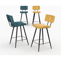 Pack 4 chaises pour îlot central bleues et jaunes 66 cm - Texas