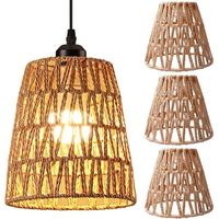 Lot de 3 abat-jours en rotin tressé – Petit modèle E27 – Dimensions 8 x 15 x 13 cm – Plafonnier pour salon et café