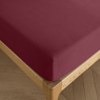 Drap housse 200 x 200 cm bonnet 30 cm "Premium" pour lit 2 places King Size Coton Pur - Prémium Grenat -