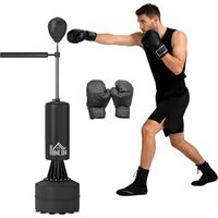 Sac de frappe boxe sur pieds punching ball brunier 3 en 1 avec ballon de vitesse bras flexible rotatif hauteur réglable