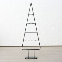 XL Metall Tannenbaum schwarz - 156 cm - Weihnachts Deko Ständer mit Haken für Zierschmuck - Metallbaum Dekobaum Weihnachten Advent Winter Dekoration