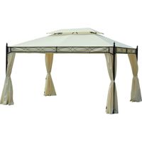 Gazebo 3x4m en acier double toit 4 tendes latérales crème Gardenino