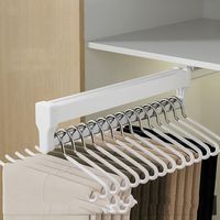 Barra de ropa corredera - Perchero para pantalones y abrigos - Barra de ropa corredera para armario, (Blanco, 442 mm)