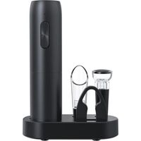 Ouvre-bouteille électrique rechargeable 5 en 1, ouvre-bouteille professionnel avec base de chargement, coupe-capsule, verseur à vin, bouchon et câble USB - Noir