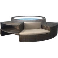 Netspa – Mobilier pour spa rond en PVC tressé – 5 modules légers et élégants – Structure en aluminium antirouille – Protection optimale du moteur