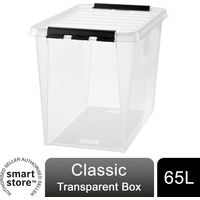 SmartStore Classic Box 65 Polypropylene Transparent Storage with Lid, 65 Litre