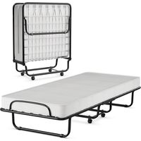 COSTWAY 80x190cm Gästebett mit Memoryschaum-Matratze, auf Rädern, Klappbar, Klappbett bis 120 kg, tragbar