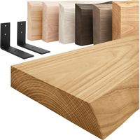 LAMO Manufaktur étagère murale en bois massif, irrégulier, étagère de rangement Basic, bois rustique / équerre noire 140cm, LW-01-A-003-140LS