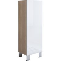 Mobile Soggiorno con Piedini 12cm Vetrina Salotto Moderno Vetrinetta pensile 40x138x28cm Modello Luke V1 Sonoma opaco e Bianco lucido