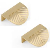 Gold leaf-shaped drawer pull, 2 pieces (60mm), brass furniture door handle, cabinet and closet door handle