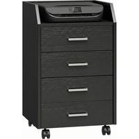 Cassettiera Piccola con 4 Cassetti, Mobiletto Verticale su Ruote, 40 x 36 x 65 cm, Effetto Legno Nero