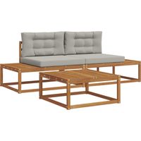 Outdoor Sofa Set Solid Acacia Wood and Polyester vidaXL