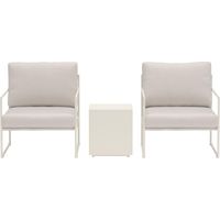 Lissabon salon lounge 1 table, 2 fauteuils lounge beige.