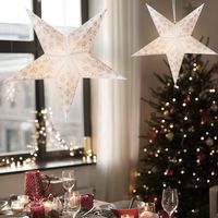Set di 2 stelle di Natale a LED lampada natalizia decorazione per finestra luce bianca fiocco di neve oro, D 60 cm