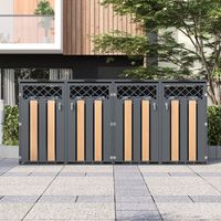 Boîte cache-poubelle avec couvercle rabattable, ouverture d’aération motif losange, compartiments de rangement pour déchets, verrouillable, deux portes
