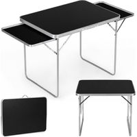 Camping Table 120x60 cm, Foldable with 2 Shelves