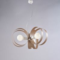 Suspension Peter Fer Blanc, Bandes Laser Gris Tourterelle, Câble Acier Réglable, 3 Lumières D.48 Cm, Design Original