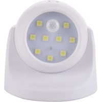 Pair Éclairage à piles, applique murale d'extérieur avec détecteur de mouvement, éclairage extérieur LED, éclairage sans fil à piles, rotation et inclinaison à 360 degrés - Blanc