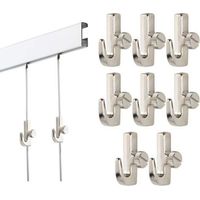 FENOPLASTICALot de 10 Crochets Mini Argentés pour Cimaise et Rail de Tableau, Idéal pour Suspendre Art et Cadres