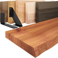LAMO Manufaktur Wandregal Holz Baumkante, Holzregal Basic, Dunkel / Schwarz 50cm, LW-01-A-004-50LS