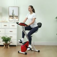 Klappbares Heimtrainer-Fahrrad – Collaboration .fr x FFHandball – 8 Widerstandsstufen, verstellbare Rückenlehne, rot