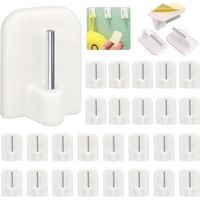 Lot de 30 Crochet Rideau, accroche Rideau sans percage pour fenêtre, Blancs, Crochets de fenêtre à Keben, Crochets de Rideau pour