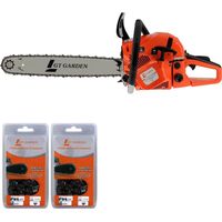 Tronçonneuse thermique 62 cm3, 3.5 CV, guide 50 cm, 2 chaînes
