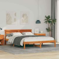 Estructura de cama con cabecera Marrón cera 160 x 200 cm
