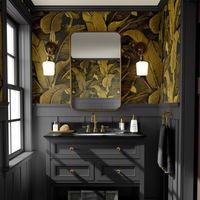 Goldene florale Tapete für Badezimmer und Schlafzimmer Bananenblätter
