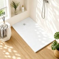 White Shower Tray with Waste Drain,Anti-Slip,Walk-in Tray,1700 x 800 mm
