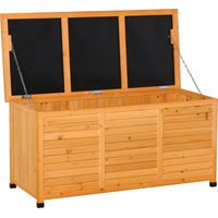 Baúl Exterior Caja de Almacenamiento de Jardín con Tapa Abrible y Diseño Persiana 127x56x60 cm Natural