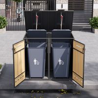 Meuble de rangement pour poubelles, pouvant contenir deux poubelles (120-240 litres), avec trous d'aération, compartiments de rangement pour les déchets, verrouillable, deux portes