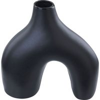 Vaso in porcellana nera 30 cm accessorio moderno fatto a mano Lamia