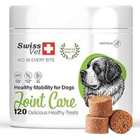 SwissVet Soin des articulations pour Chiens – Naturel en friandise Chien – Soutien des articulations, os et mobilité avec glucosamine, MSM, collagène, chondroïtine et vitamines C & E - 120 Pièces