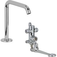 Kit robinet temporisé avec commande à pédale et bec fixe pour lavabo MCM 901603+901100 Chromé