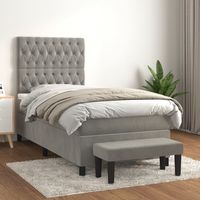 Boxspringbett mit Matratze Hellgrau 90x190 cm Samt vidaXL