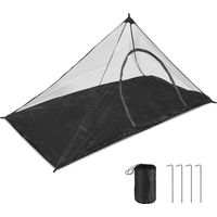 Moustiquaire Camping, 220 x 120 x 100cm, Voyage Léger Portable, Anti Moustique, Exterieur avec Porte Zippée pour Lit de Camping, Randonnée, Noir