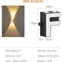 Jandei - Lettre F, Applique Lettre 220V Aluminium pour Enseignes 135.5cm Lettres 220V
