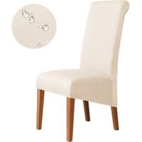 Chair Covers pour Salle à Manger, Housse de siège Extensible Douce pour Grande Chaise de Salle à Manger, Protecteur de Chaise Parsons Lavable Amovible, 2 pièces,Blanc