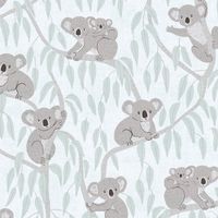 Carta da parati per bambini Profhome 771342 Carta da parati TNT liscia con disegni di animali opaca verde grigio verde-menta 5,33 m2