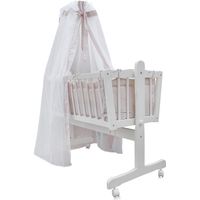 Cuna para bebé, Blanco, 102.5 x 140 cm con ruedas, Vitalispa