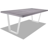 Table de salle à manger en bois et métal - pieds blancs trapézoïdaux - 220x100 cm