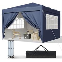 Aoxun Tonnelle pliante 3 x 3 m, imperméable, avec 4 parois latérales, structure métallique, hauteur réglable, sac de transport inclus, idéale pour le camping et les fêtes, bleue.