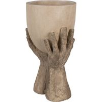 Pot de Fleurs Décoratif en Forme de Mains 37 cm Cache-pot en Polyrésine Beige Design Original - PANGIVO
