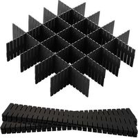 12-teiliges Schubladen-Einteiler-Set, verstellbarer Schubladenorganizer, Schubladentrenner für Unterwäsche, Socken, Make-up, Bürobedarf, Schwarz