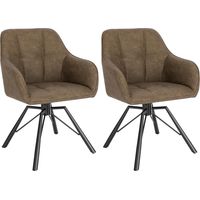 WOLTU Set di 2 Sedie per Sala da Pranzo Girevoli a 360°. Sedie da Cucina Imbottite con Gambe in Metallo. Poltroncine in Similpelle per Camera da Letto. Soggiorno. Marrone